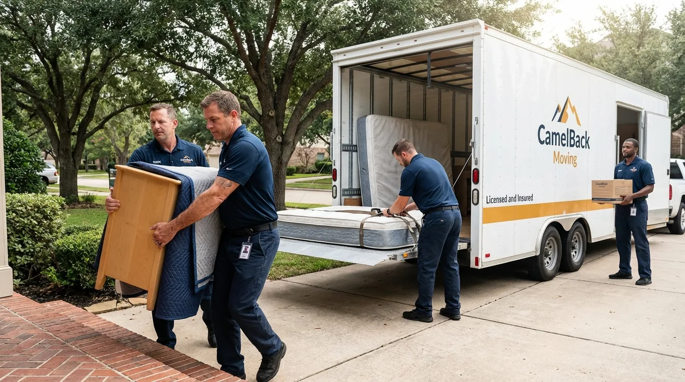 Crew loading residential truck for cross-state move from Billerica, MA