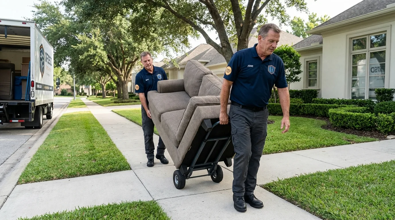 Local residential moving crew loading furniture in Billerica, MA